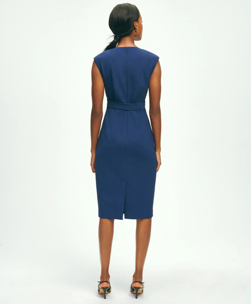 Fine Twill Crepe V-Neck Sheath Dress, image 3