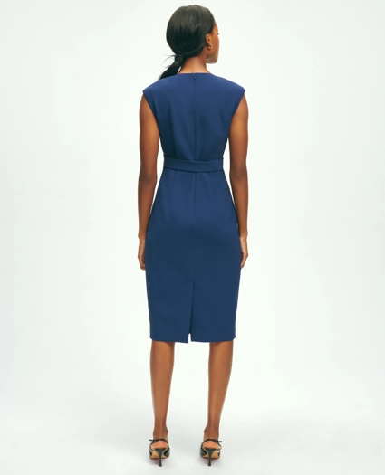 Fine Twill Crepe V-Neck Sheath Dress, image 3