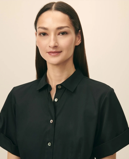 Signature A-Line Cotton Sateen Shirt Dress, image 2
