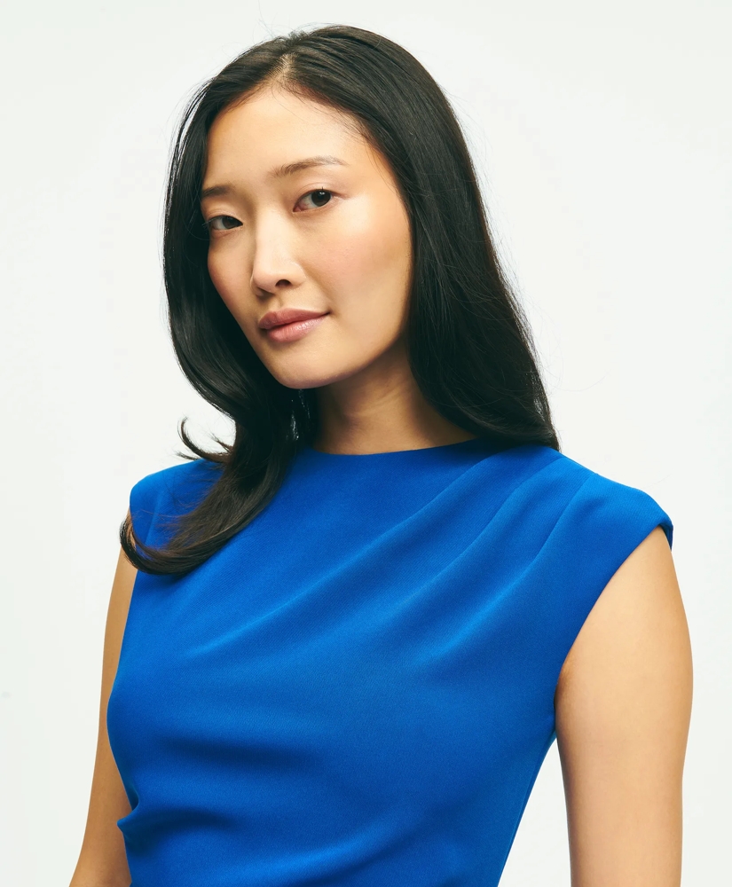 Cap Sleeve Fine Twill Crepe Sheath Dress, image 2