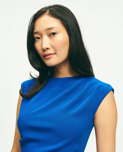 Cap Sleeve Fine Twill Crepe Sheath Dress, image 2