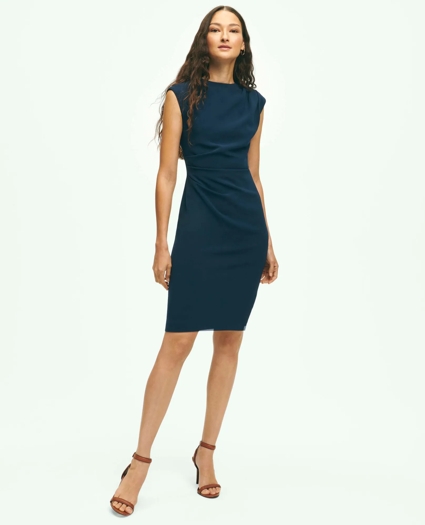 Cap Sleeve Fine Twill Crepe Sheath Dress, image 1
