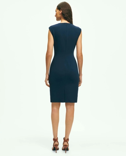 Cap Sleeve Fine Twill Crepe Sheath Dress, image 4