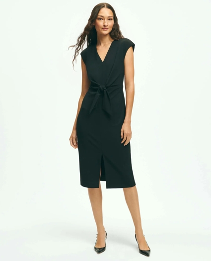 Cap Sleeve V-Neck Crepe Sheath Dress, image 1