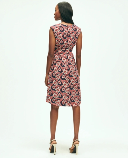 Tropical Floral Print Crinkle Chiffon Faux Wrap Dress, image 5