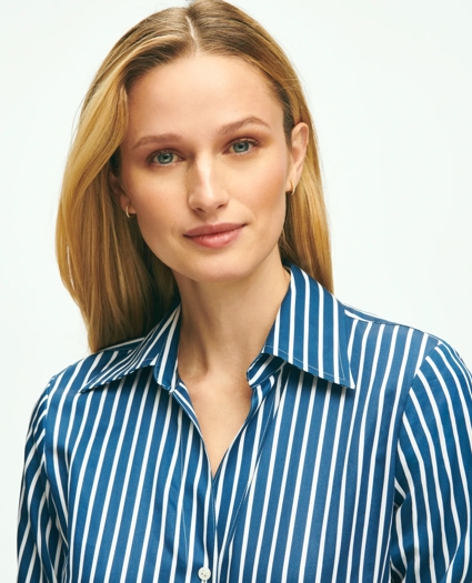 Supima® Cotton Stretch Sateen Belted Shirt Dress, image 2