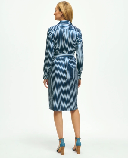 Supima® Cotton Stretch Sateen Belted Shirt Dress, image 3