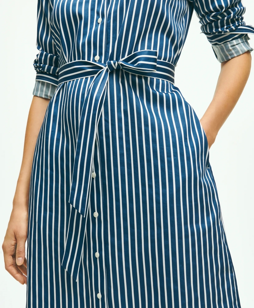 Supima® Cotton Stretch Sateen Belted Shirt Dress, image 4