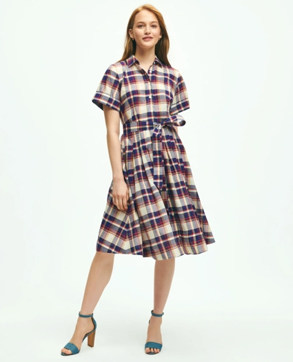 Signature Cotton Madras A-Line Shirt Dress, image 1