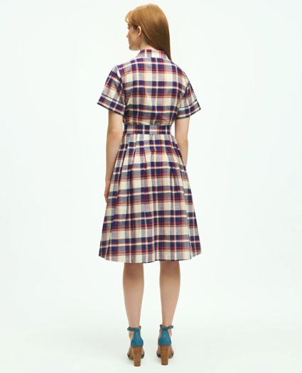 Signature Cotton Madras A-Line Shirt Dress, image 4