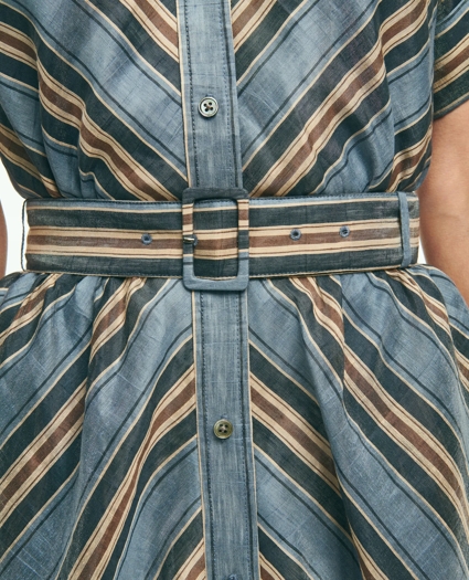 Nipped-Waist Chevron Shirt Dress In Linen Blend, image 5