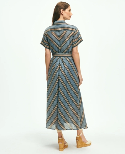 Nipped-Waist Chevron Shirt Dress In Linen Blend, image 6