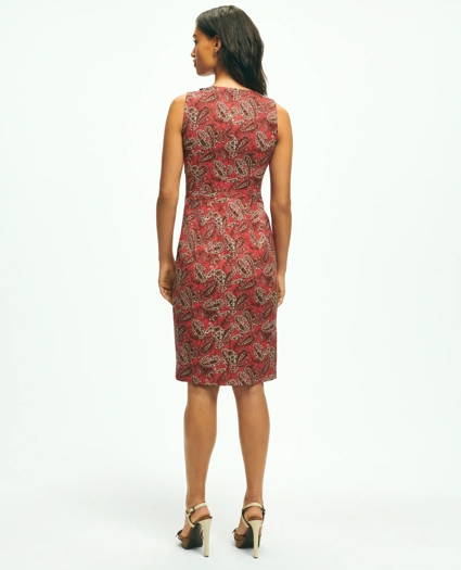 Paisley Split-Neck Beaded Sheath Dress In Cotton Blend, image 3