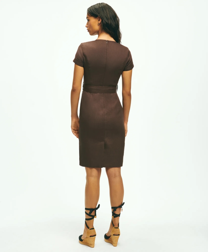 Utility Belted Sheath Dress In Linen, image 4