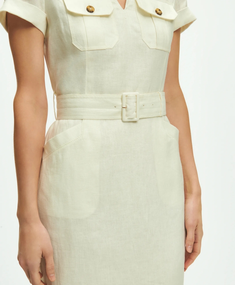 Utility Belted Sheath Dress In Linen, image 3