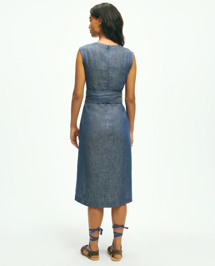 Linen Fit-And-Flare Belted Dress, image 4