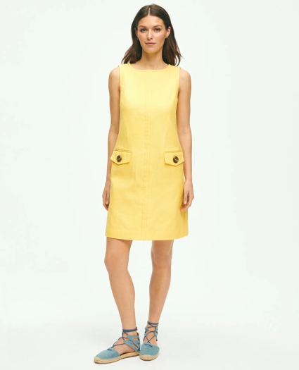 Crewneck Shift Dress In Basketwoven Cotton, image 1