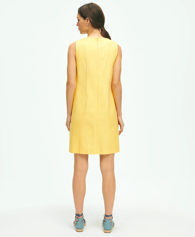 Crewneck Shift Dress In Basketwoven Cotton, image 3