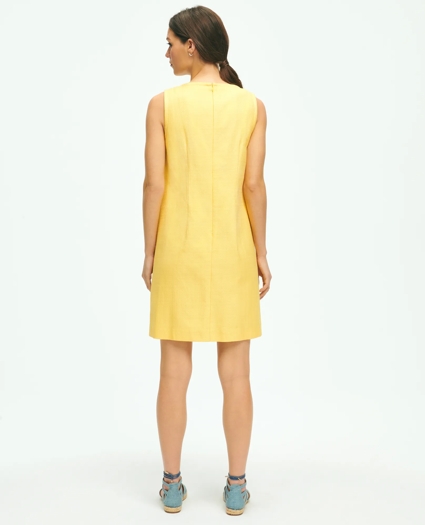 Crewneck Shift Dress In Basketwoven Cotton, image 3