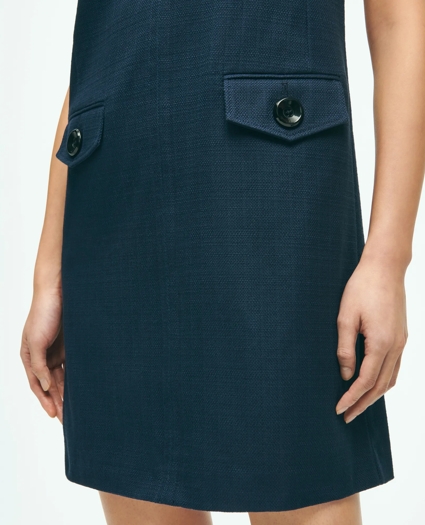 Crewneck Shift Dress In Basketwoven Cotton, image 2