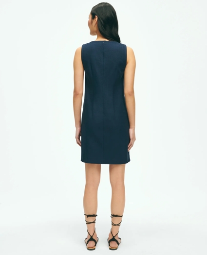 Crewneck Shift Dress In Basketwoven Cotton, image 3