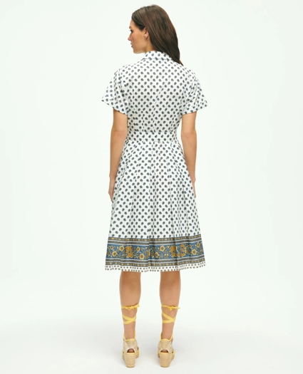 Paisley Floral Belted Shirt Dress In Cotton, image 3