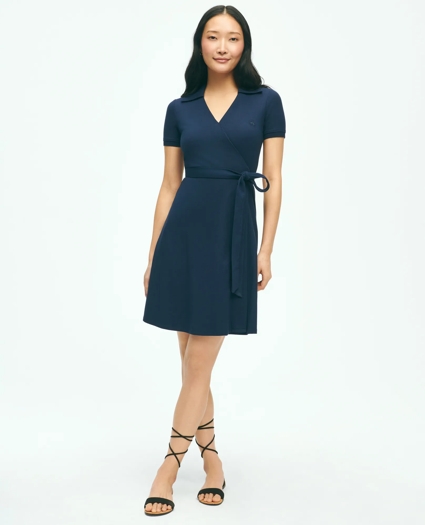 Polo Wrap Dress in Pique Cotton Modal Blend, image 1