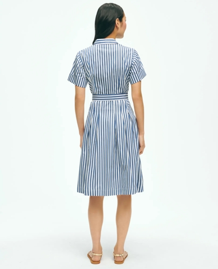 Striped Belted Shirt Dress In Cotton, image 3