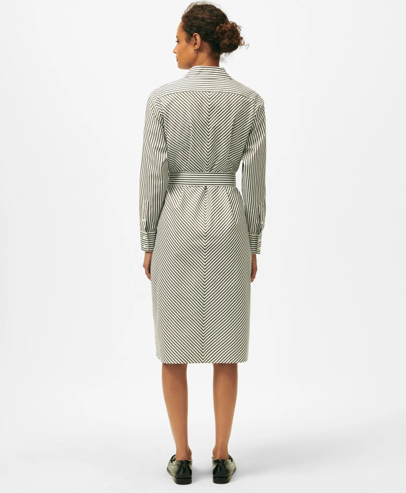Bias-Stripe Belted Shirt Dress in Non-Iron Stretch Supima® Cotton, image 2