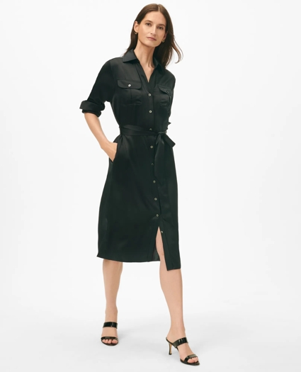 Relaxed Utility Shirt Dress in Washable Silk, image 1
