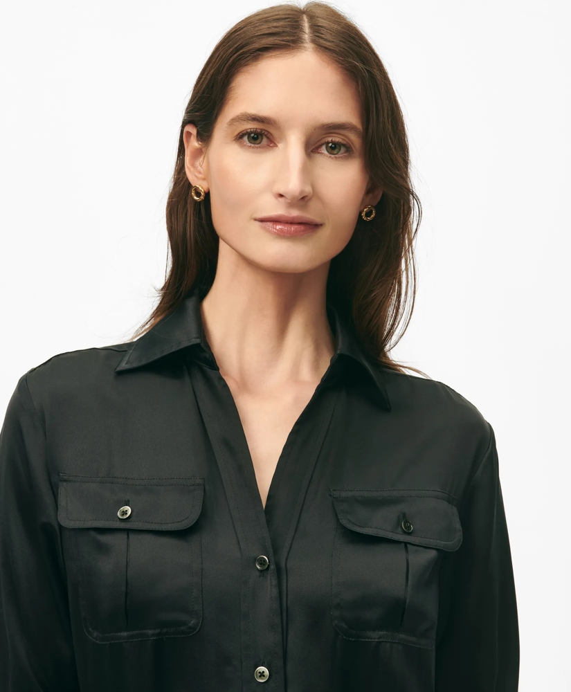 Relaxed Utility Shirt Dress in Washable Silk, image 2