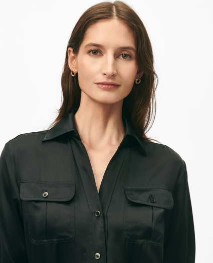 Relaxed Utility Shirt Dress in Washable Silk, image 2