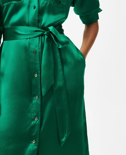 Relaxed Utility Shirt Dress in Washable Silk, image 3