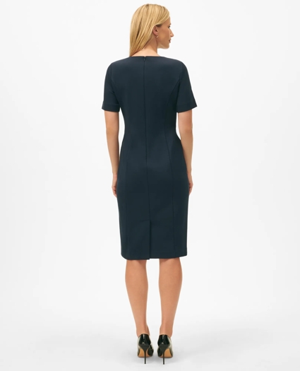 Short Sleeve Hip-Pocket Ponte Dress, image 3