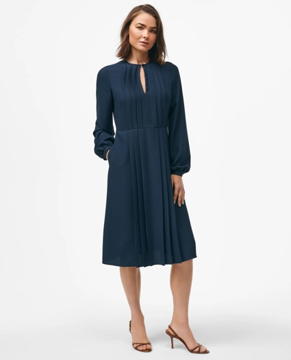 Pleated Bodice Dress in Crepe, image 1