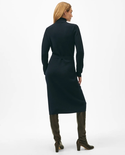 Belted Turtleneck Sweater Dress in Merino Wool, image 2