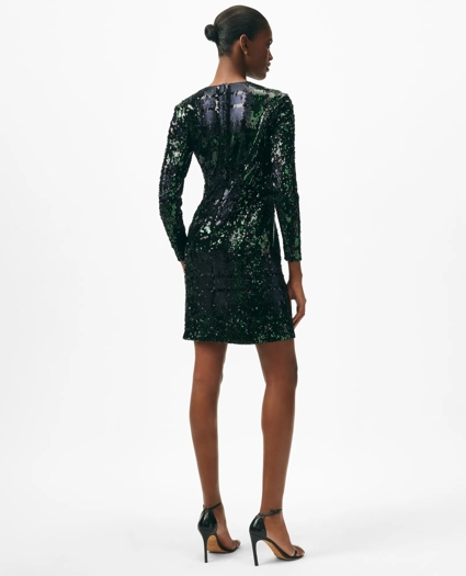 Relaxed Shift Dress in Sequined Black Watch Motif, image 3