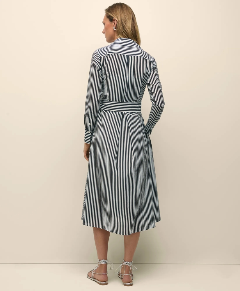 Cotton-Silk Stripe Utility Shirt Dress, image 4