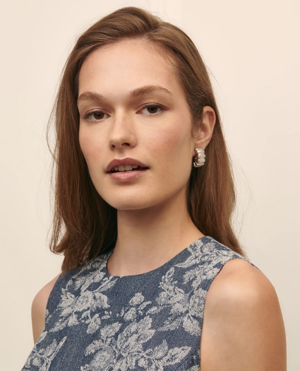 Cotton Denim Floral Jacquard Sheath Dress, image 4