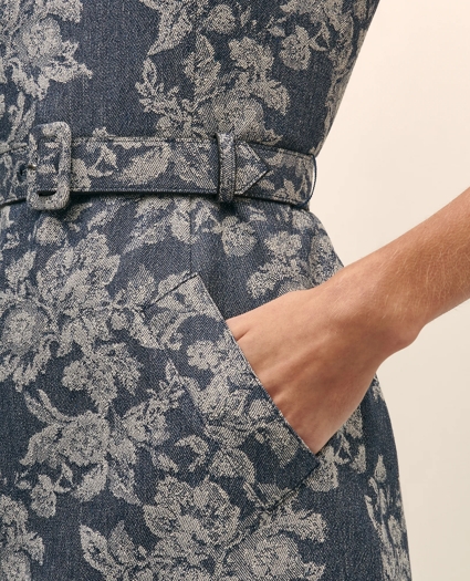 Cotton Denim Floral Jacquard Sheath Dress, image 5