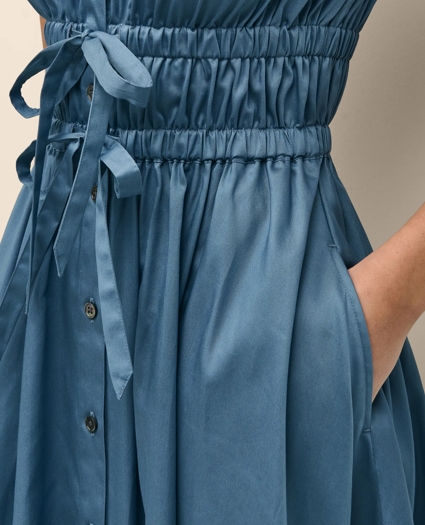 Cotton Smocked Waist Cap-Sleeve Shirt Dress, image 5