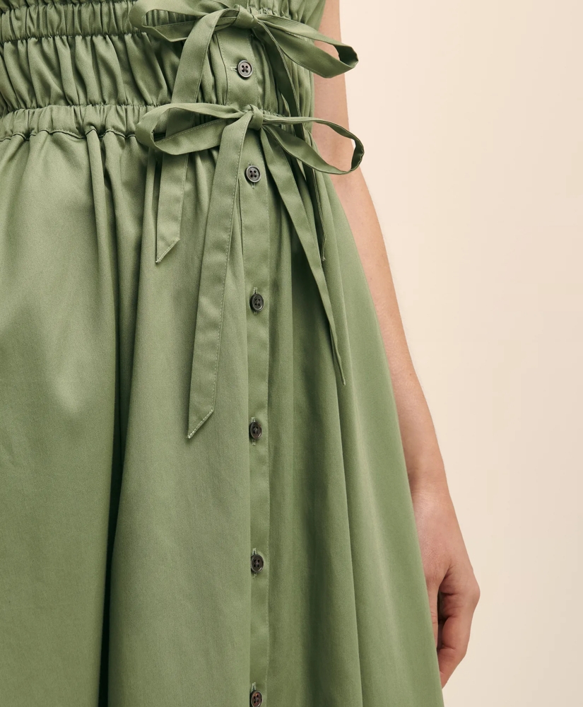 Cotton Smocked Waist Cap-Sleeve Shirt Dress, image 3