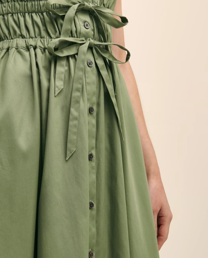 Cotton Smocked Waist Cap-Sleeve Shirt Dress, image 3