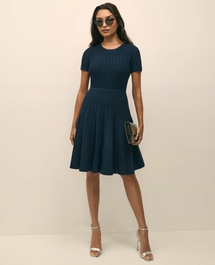 A-Line Pleated Short-Sleeve Sweater Dress, image 1