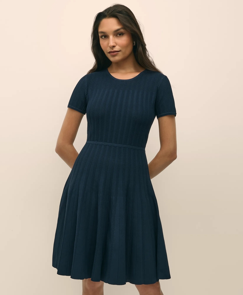 A-Line Pleated Short-Sleeve Sweater Dress, image 2