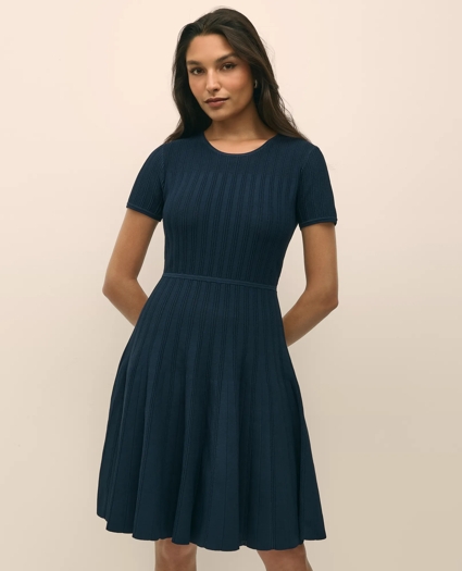 A-Line Pleated Short-Sleeve Sweater Dress, image 2