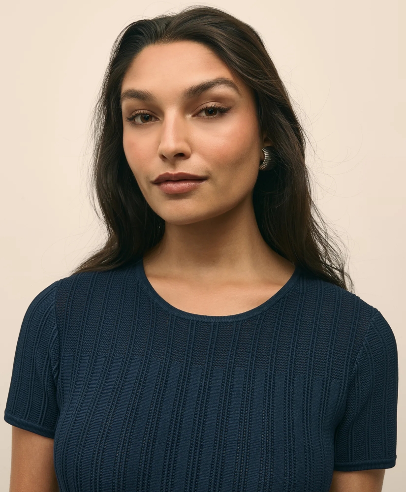 A-Line Pleated Short-Sleeve Sweater Dress, image 4