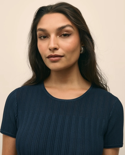 A-Line Pleated Short-Sleeve Sweater Dress, image 4