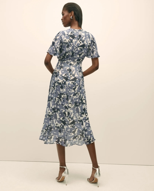 Chiffon Floral Flutter Sleeve Dress