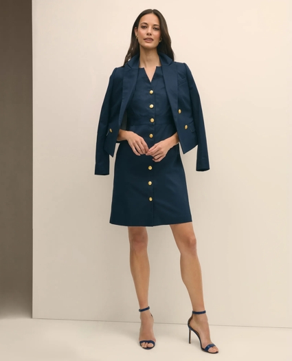 Button Front Dress in Cotton Faille, image 1